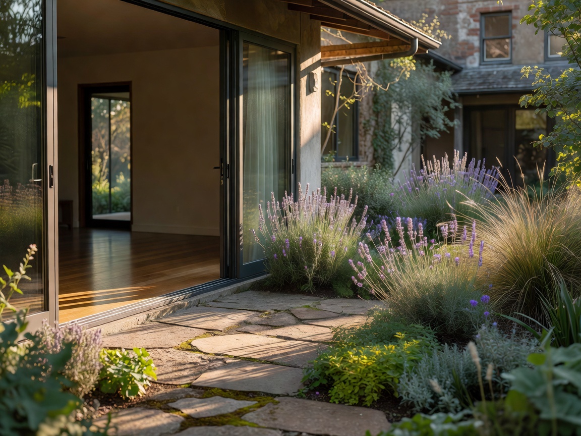 Existing residence adapted to face a modest garden court with a clear threshold and renewed planting